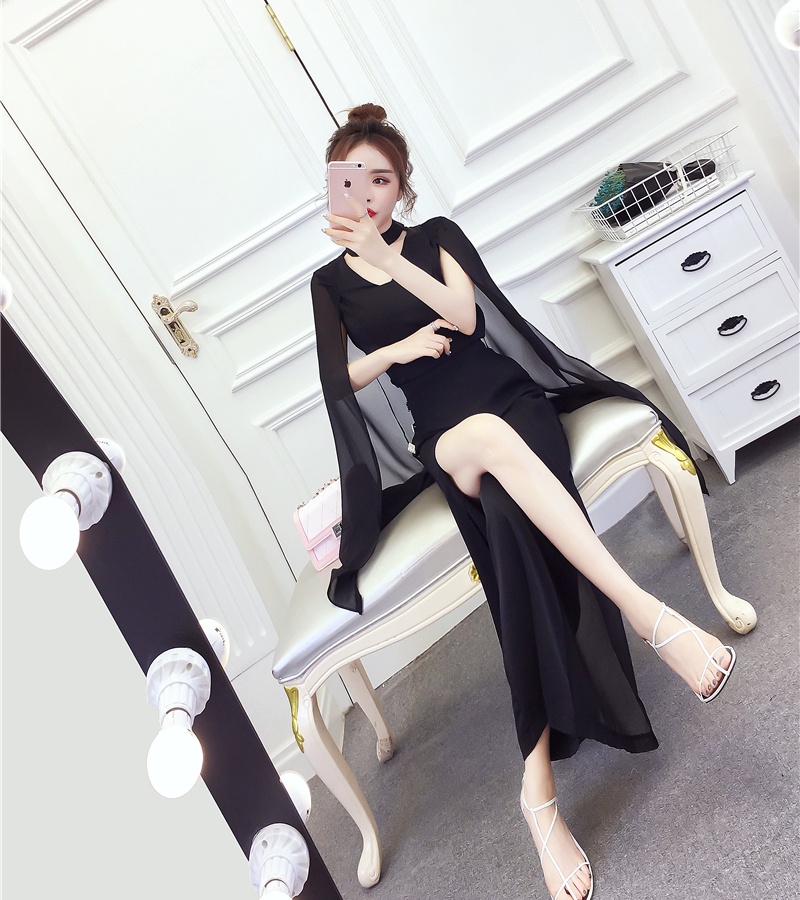 Printing ladies tops split long pants a set