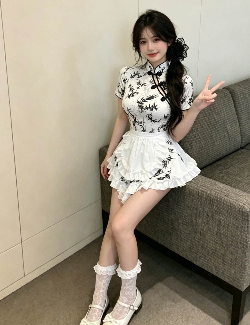Chinese style retro short sleeve dress for women
