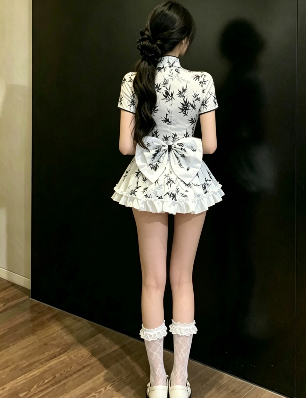 Chinese style retro short sleeve dress for women