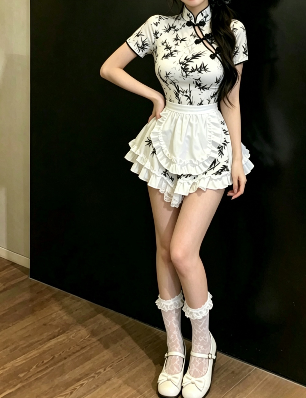 Chinese style retro short sleeve dress for women