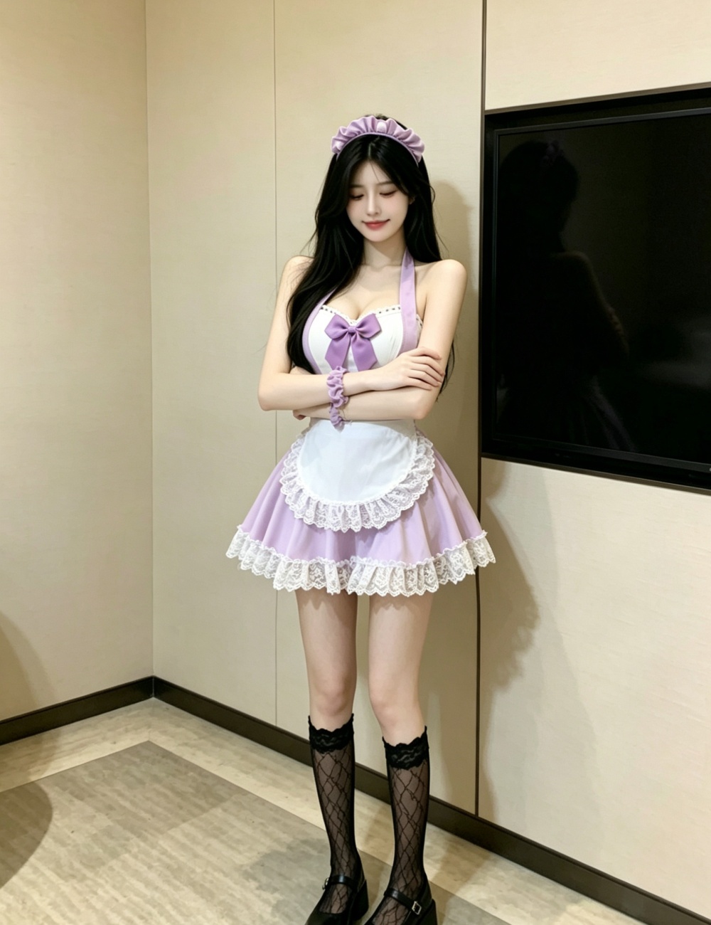 Halter sexy bow night dress splice lace dress