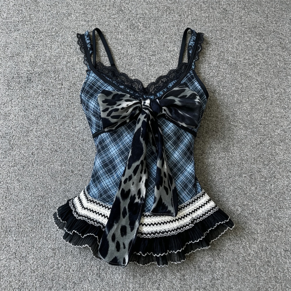 Fashion spicegirl all-match sling splice lace tops for women