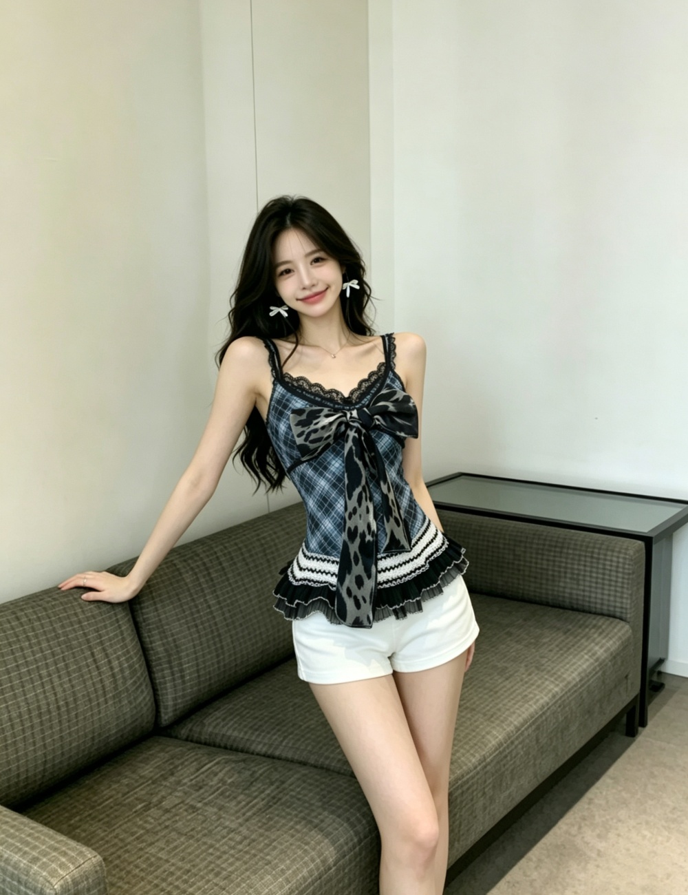 Fashion spicegirl all-match sling splice lace tops for women