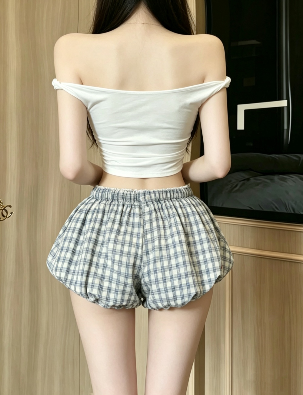 Plaid all-match spicegirl bud fashion shorts for women