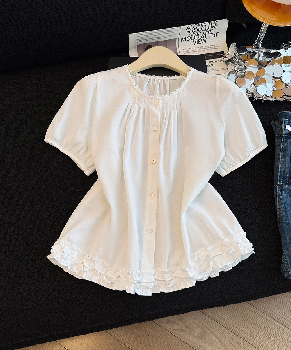 Summer short sleeve shirt splice small shirt for women