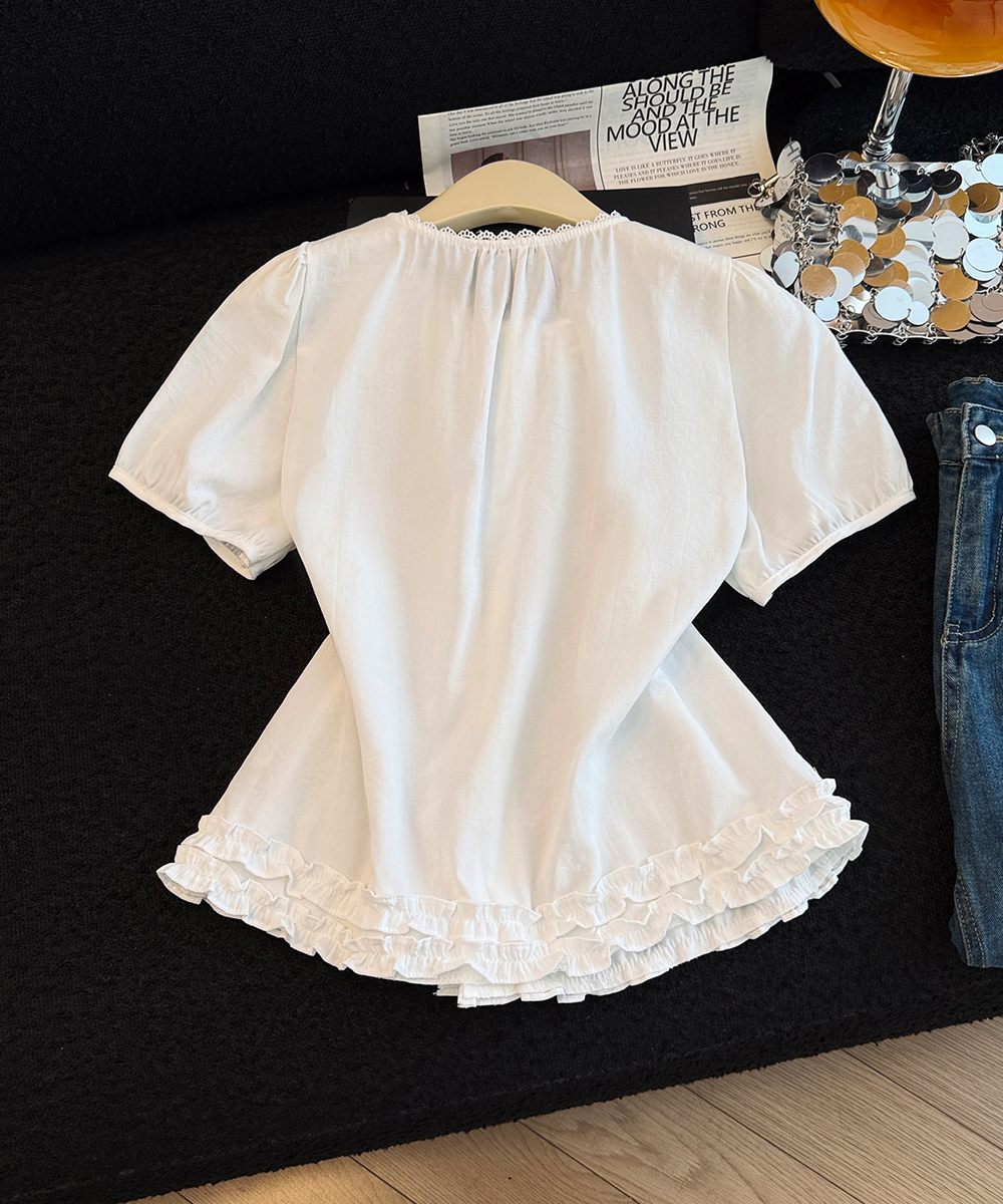 Summer short sleeve shirt splice small shirt for women