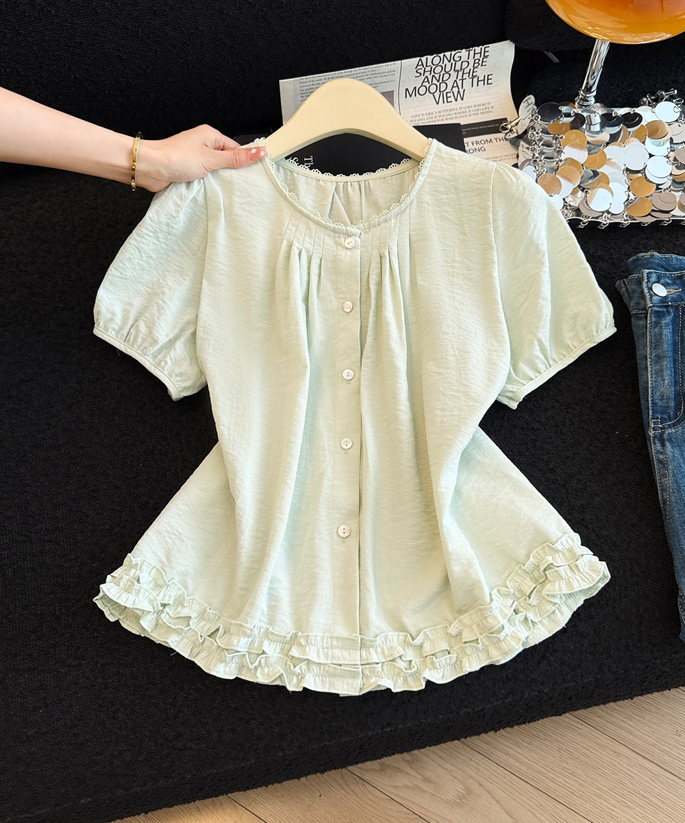 Summer short sleeve shirt splice small shirt for women