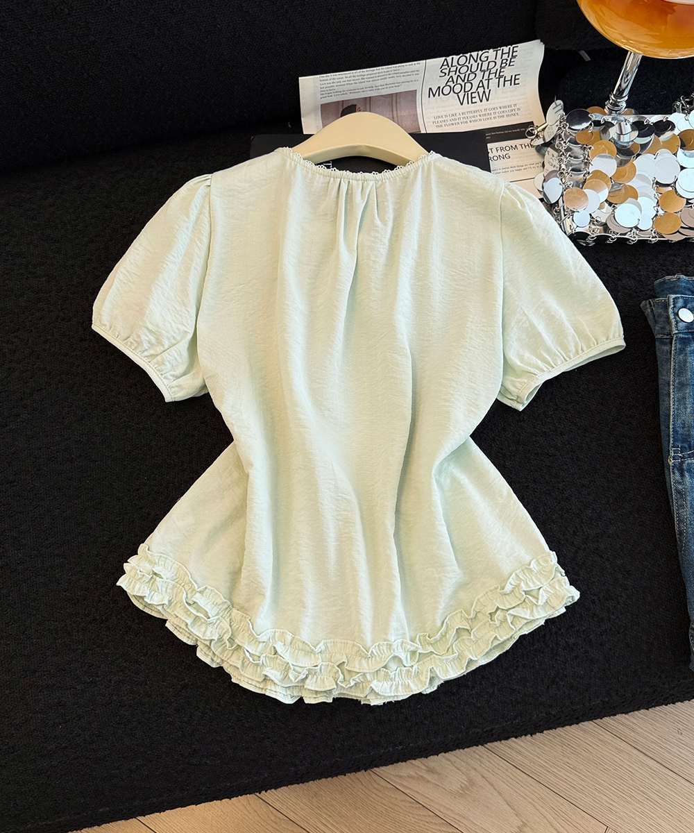 Summer short sleeve shirt splice small shirt for women