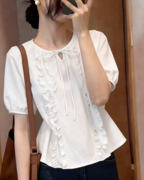 Splice wood ear small shirt summer short sleeve tops