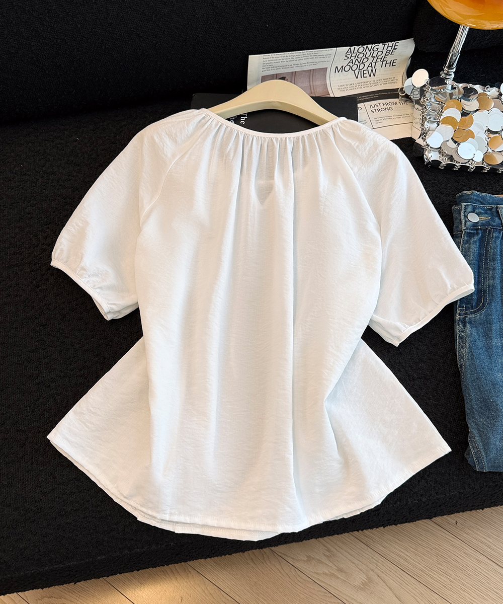 Splice wood ear small shirt summer short sleeve tops