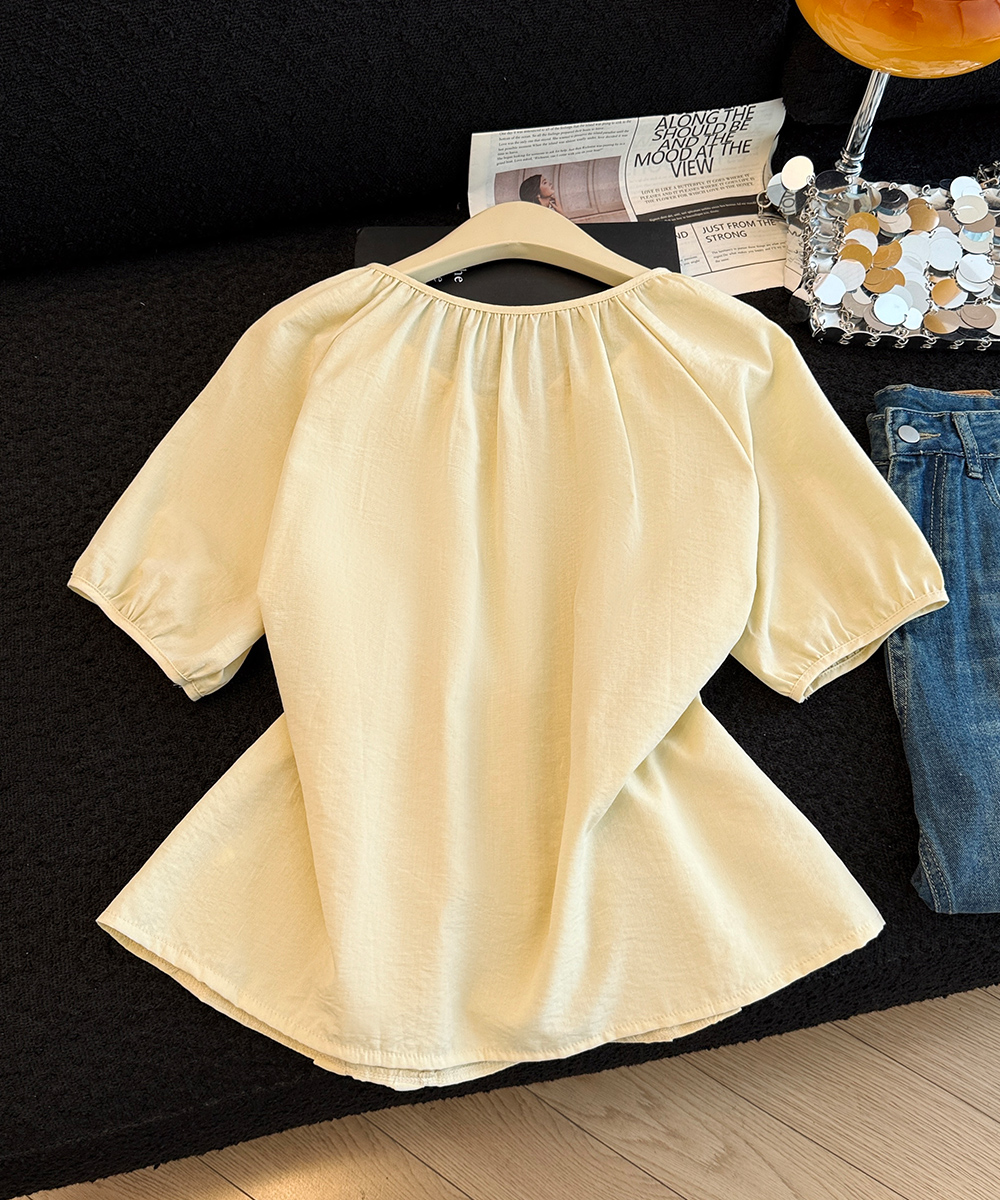 Splice wood ear small shirt summer short sleeve tops