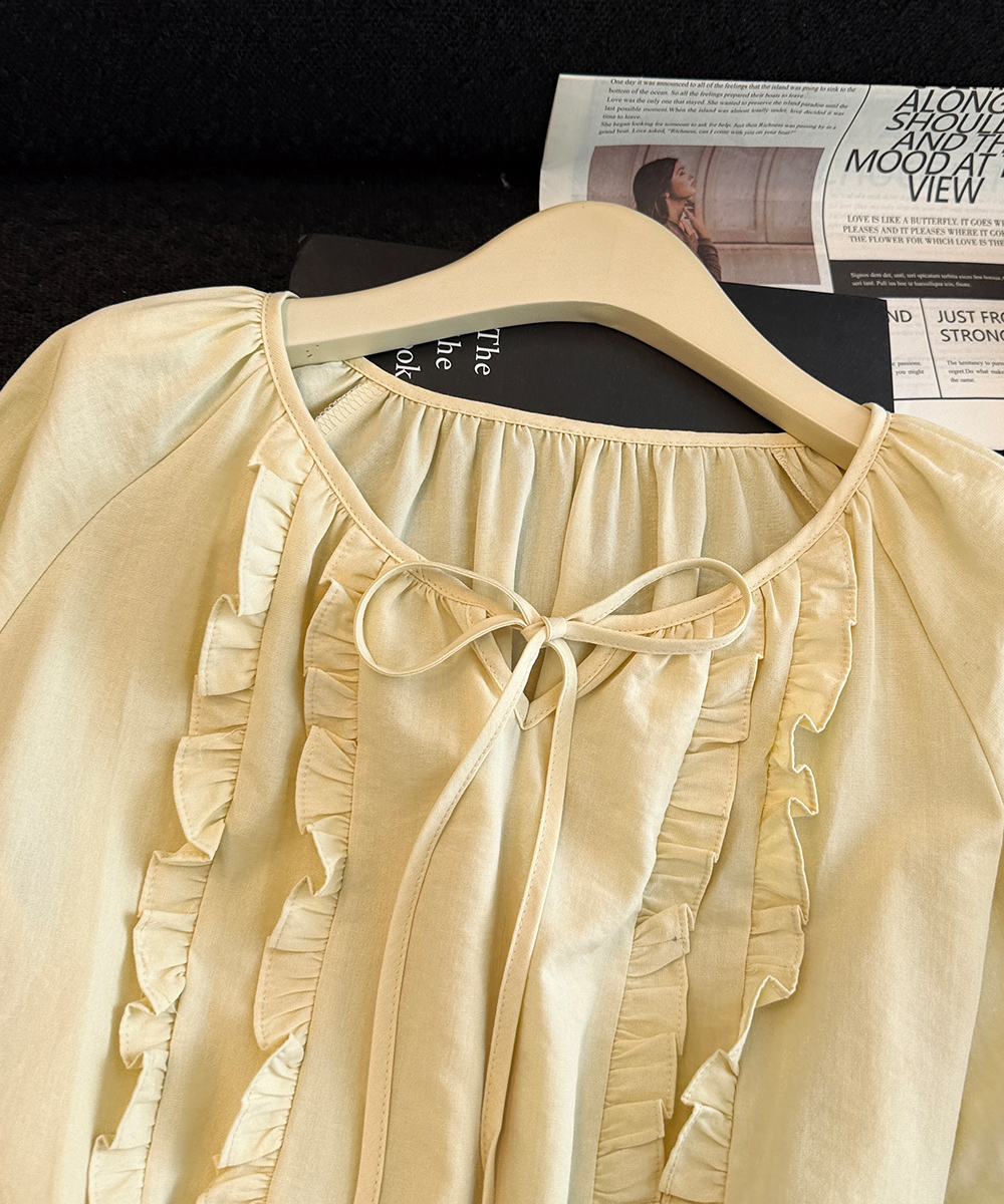 Splice wood ear small shirt summer short sleeve tops