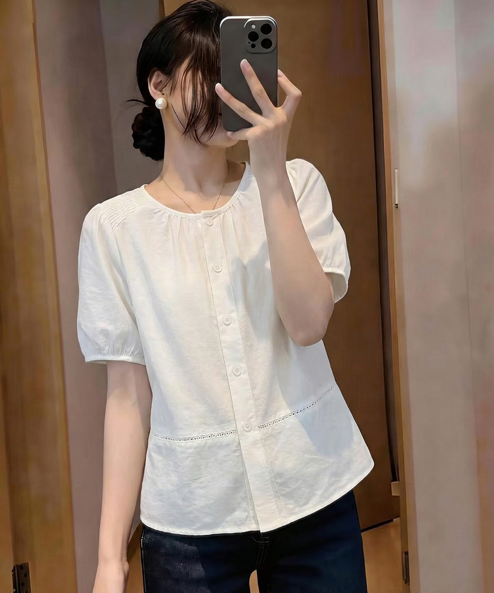 Summer loose short tops splice Korean style shirts