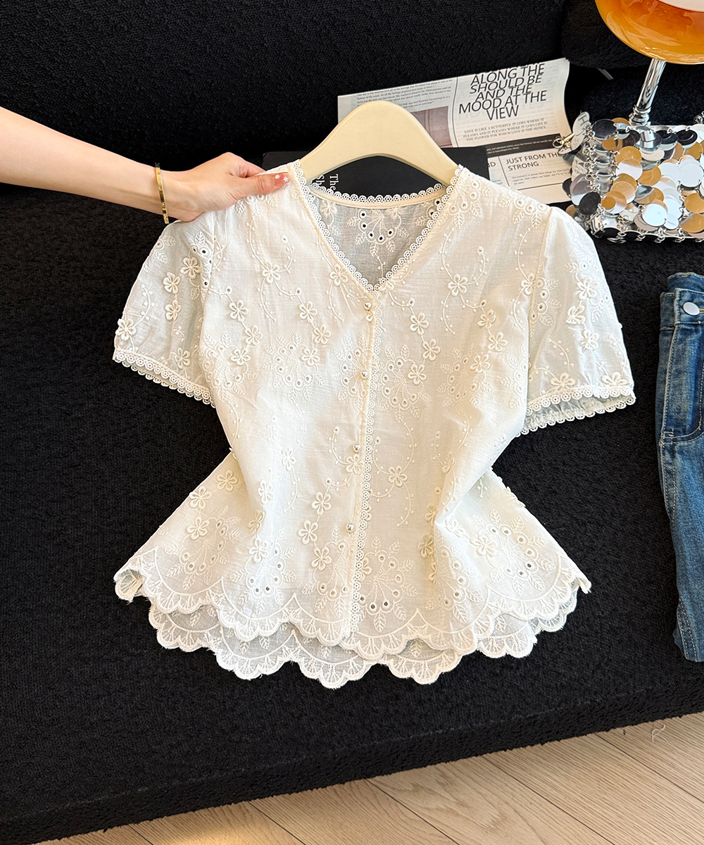 All-match small shirt short sleeve tops for women