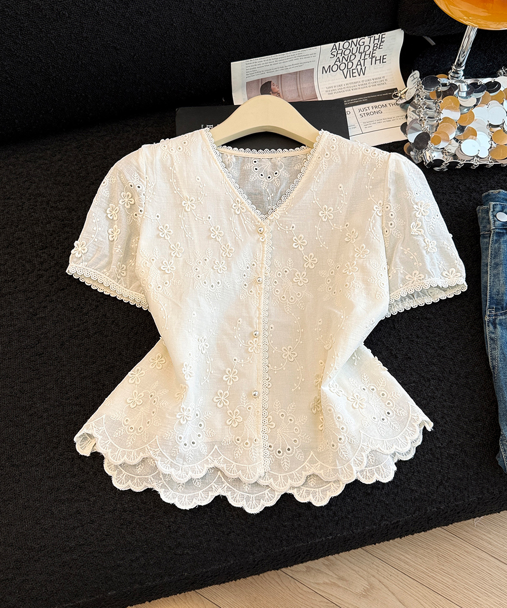 All-match small shirt short sleeve tops for women