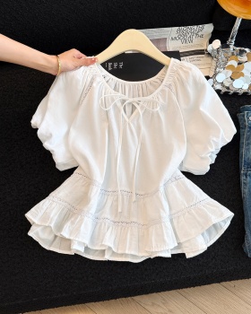 Frenum loose summer shirt splice short sleeve tops for women