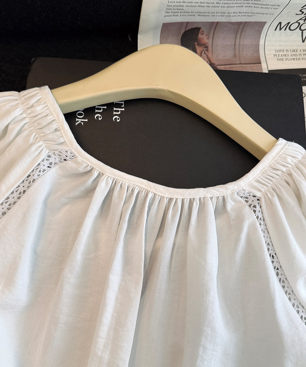 Frenum loose summer shirt splice short sleeve tops for women