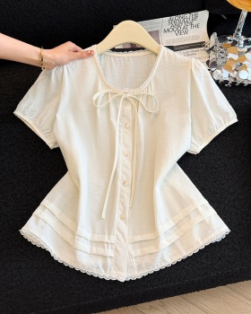 Frenum short sleeve tops splice summer shirt for women