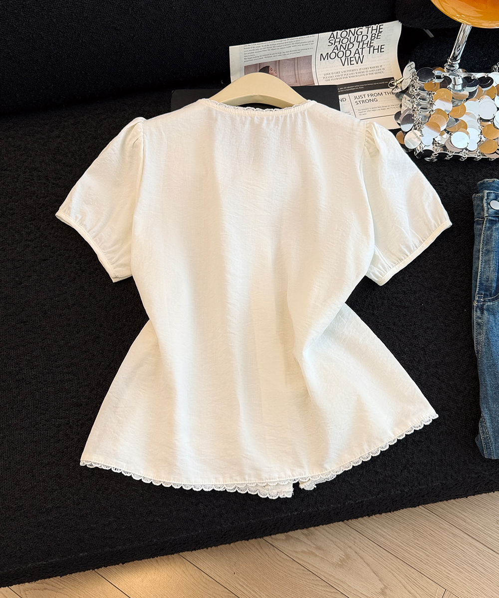 Frenum short sleeve tops splice summer shirt for women