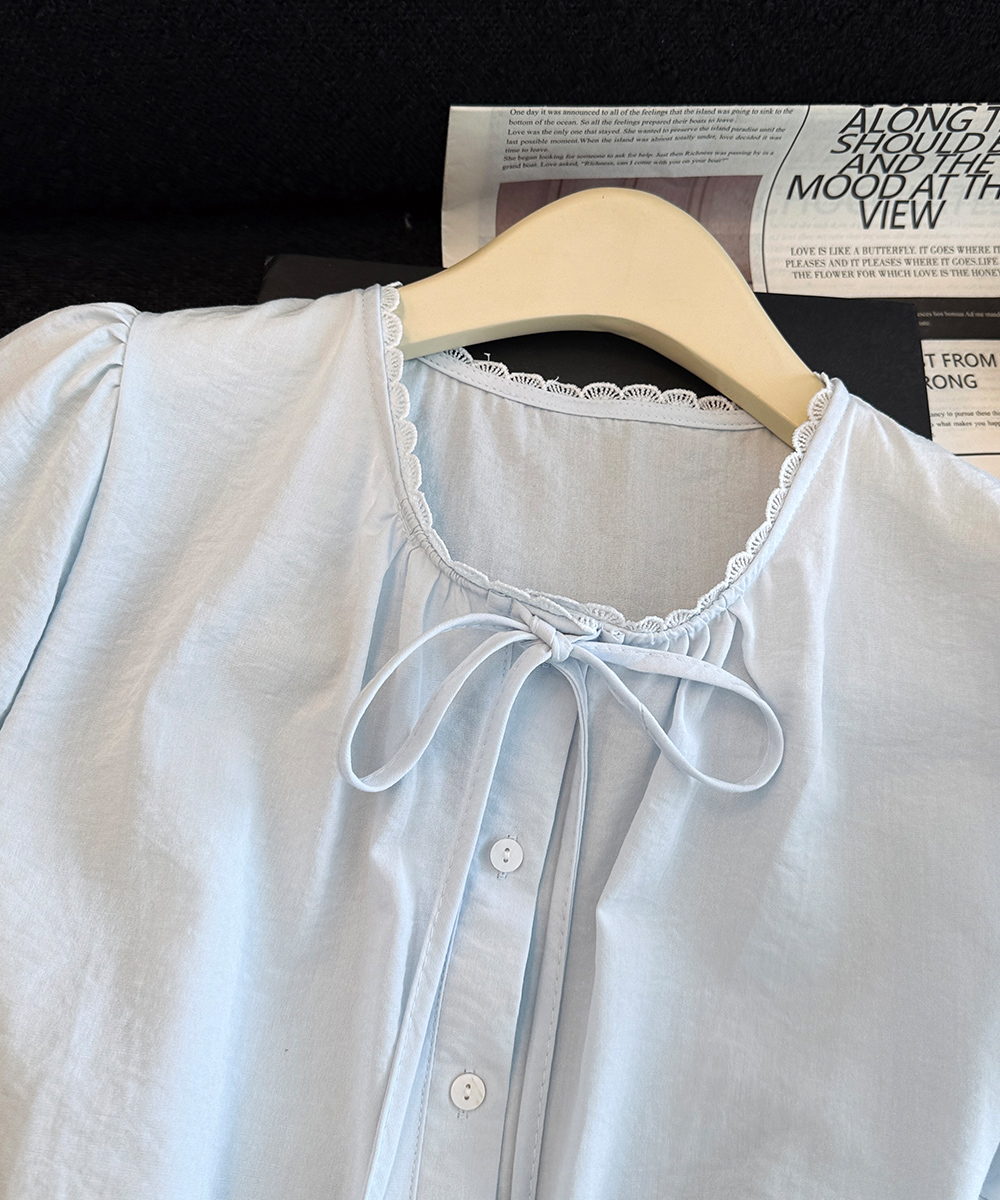 Frenum short sleeve tops splice summer shirt for women