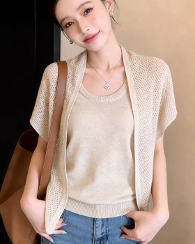 Pseudo-two all-match sweater summer tops for women