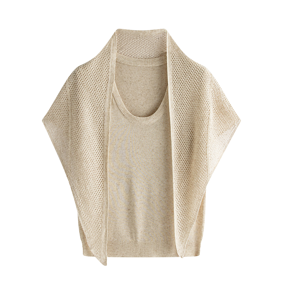 Pseudo-two all-match sweater summer tops for women