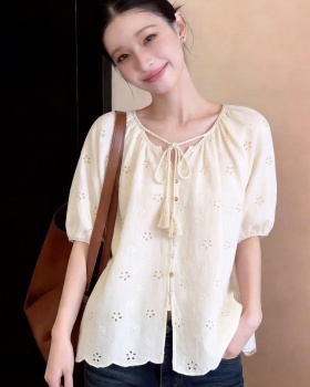 Embroidered tops frenum small shirt for women