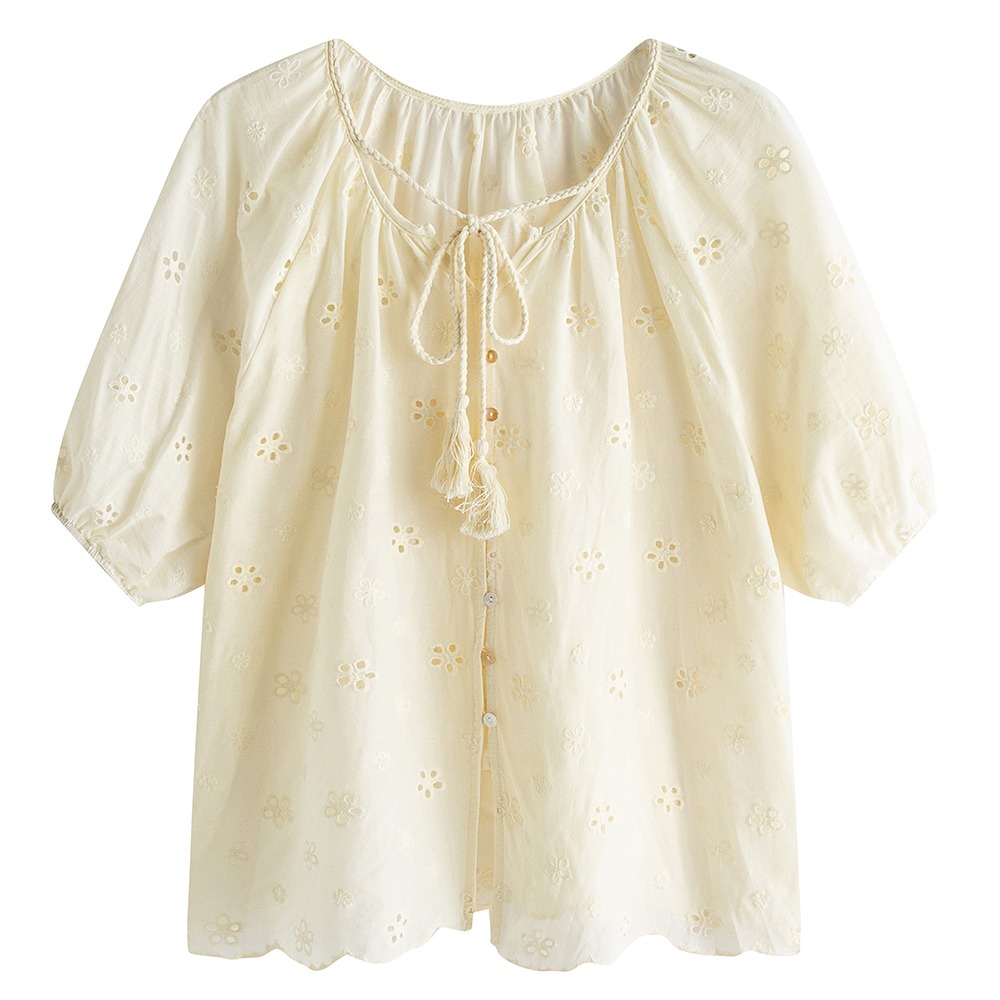 Embroidered tops frenum small shirt for women