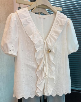 Summer short sleeve tops splice small shirt for women