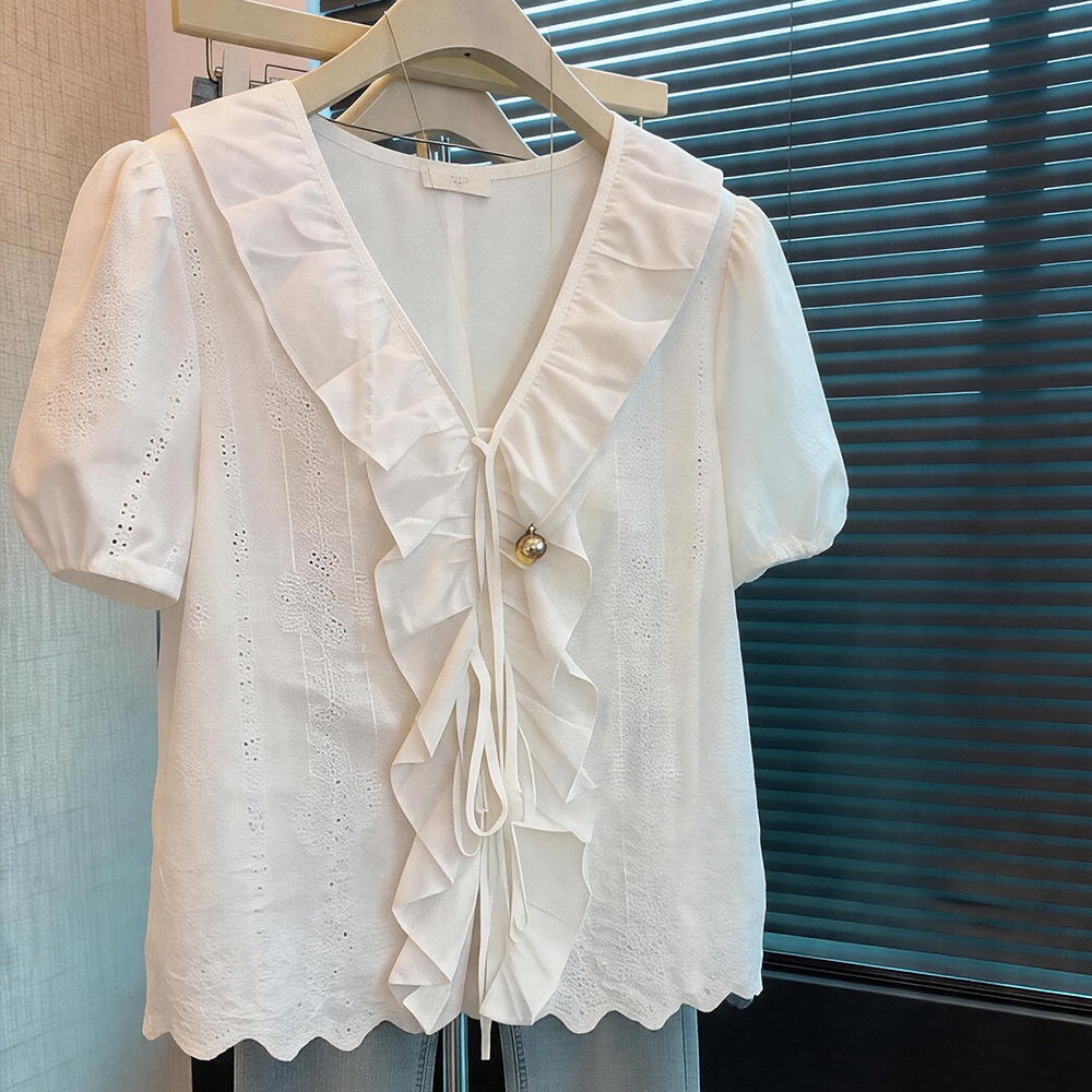 Summer short sleeve tops splice small shirt for women