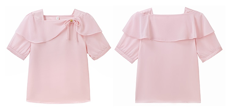 Satin lotus leaf edges shirt pullover tops for women