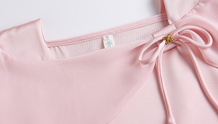 Satin lotus leaf edges shirt pullover tops for women