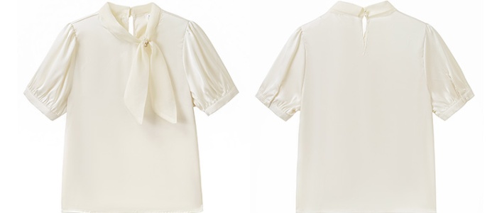 Short sleeve profession tops satin shirt for women