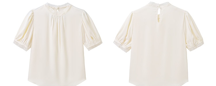 Summer cstand collar shirt fold splice tops for women