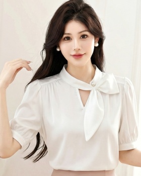 Summer streamer tops puff sleeve profession shirt for women