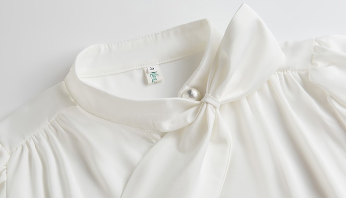 Summer streamer tops puff sleeve profession shirt for women