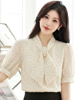 Summer temperament shirt polka dot collar tops for women