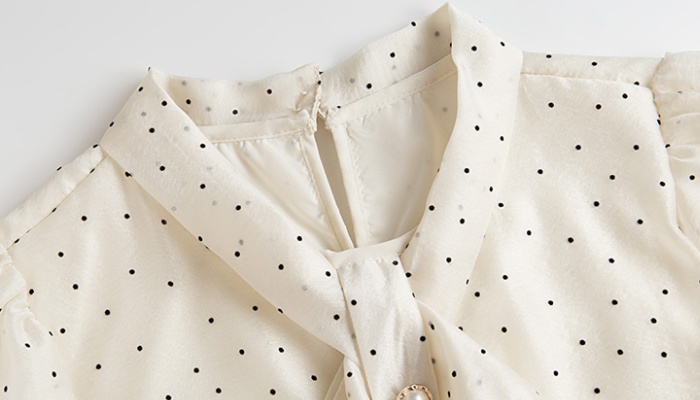 Summer temperament shirt polka dot collar tops for women