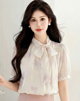 Temperament slim floral tops summer chiffon shirt for women