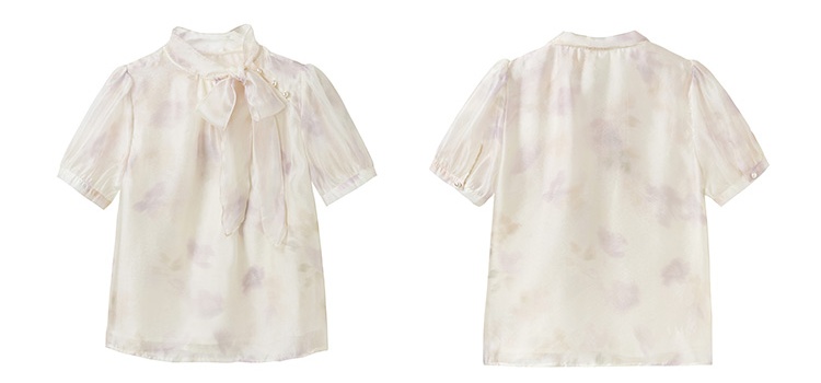 Temperament slim floral tops summer chiffon shirt for women