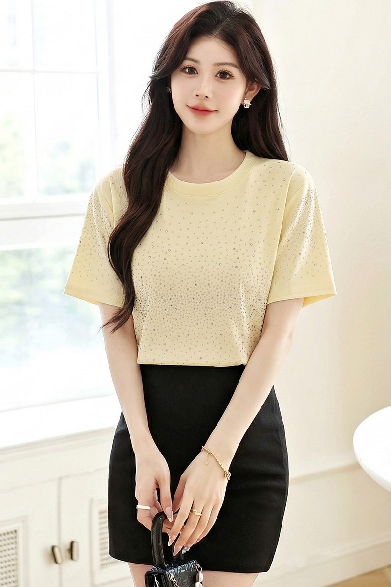 Round neck Casual T-shirt starry tops for women