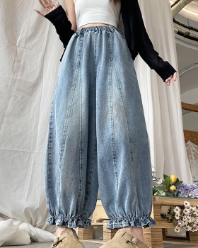 Wood ear wide leg pants denim work pants for women