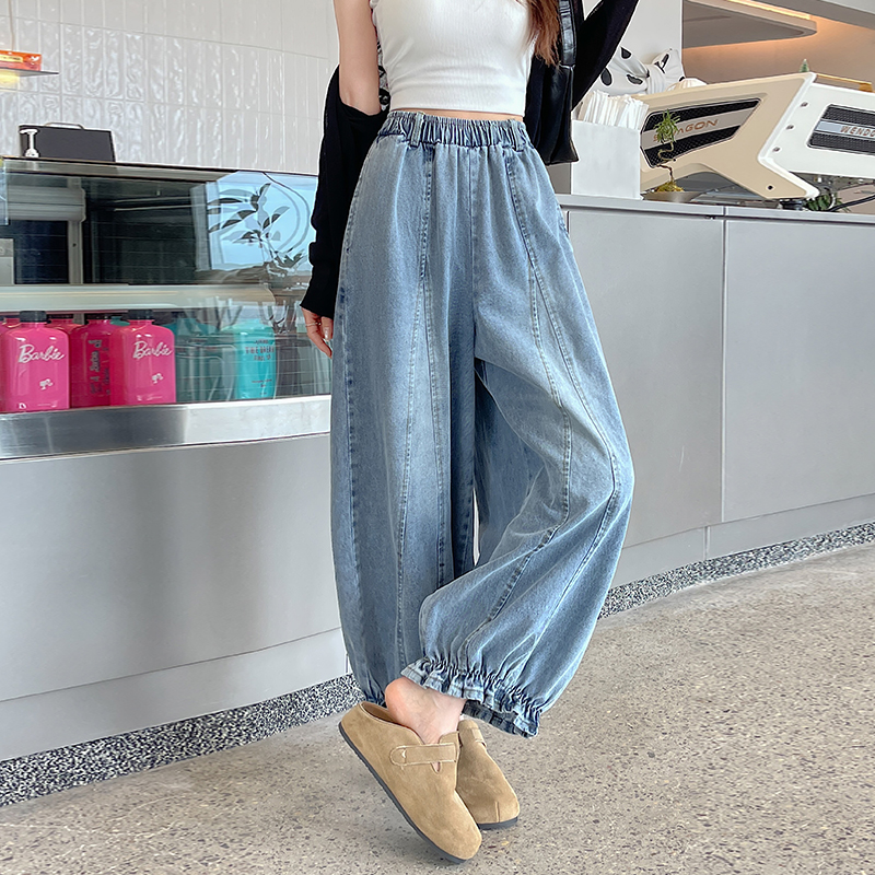 Wood ear wide leg pants denim work pants for women