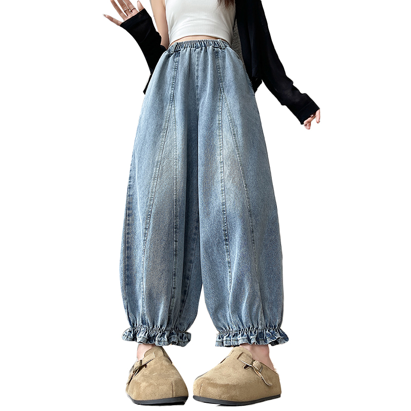 Wood ear wide leg pants denim work pants for women