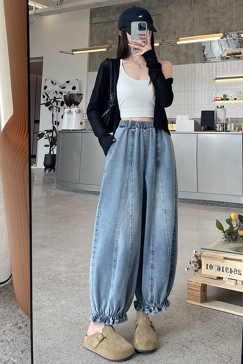 Wood ear wide leg pants denim work pants for women