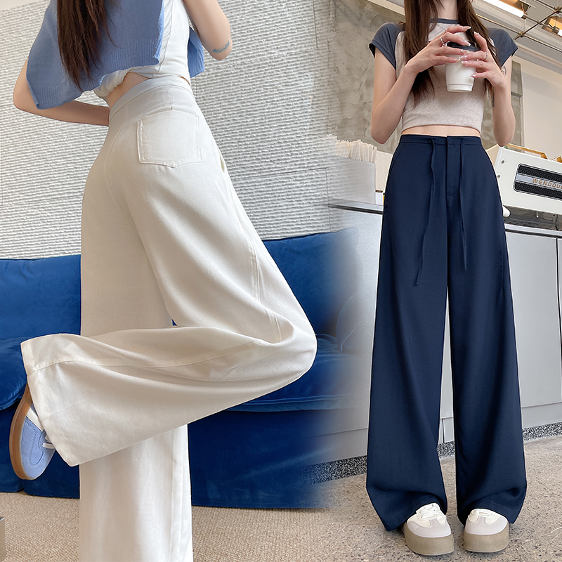 Slim summer loose wide leg pants drape thin pants for women