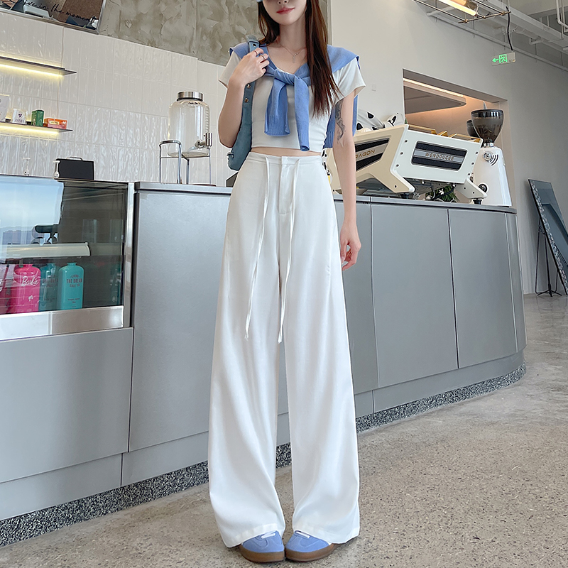 Slim summer loose wide leg pants drape thin pants for women