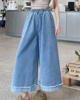 Burr nine tenths college style loose denim pants