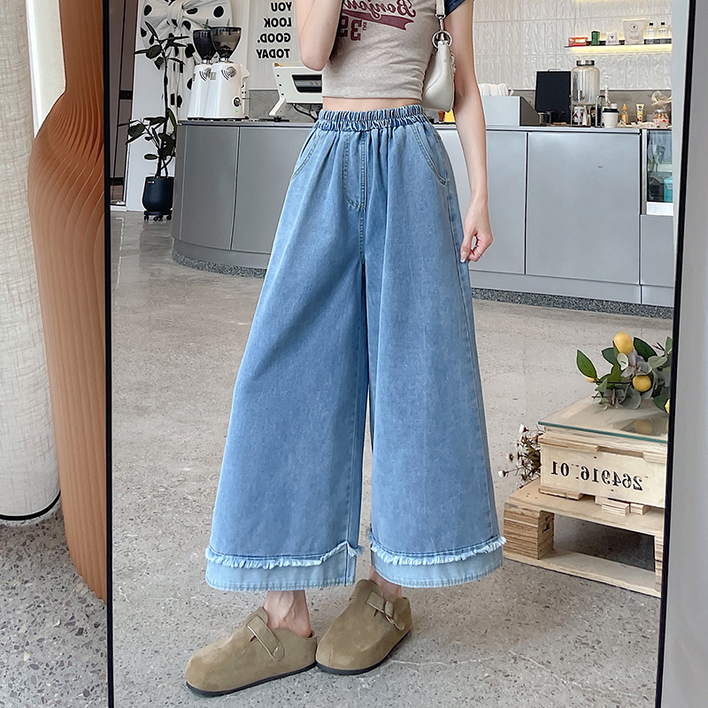 Burr nine tenths college style loose denim pants