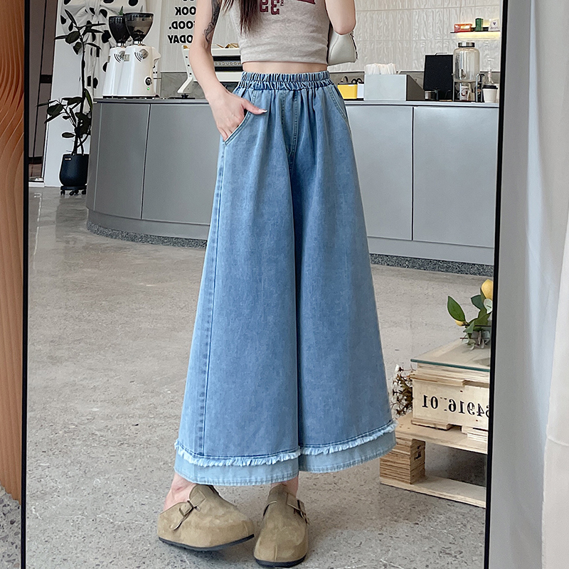 Burr nine tenths college style loose denim pants